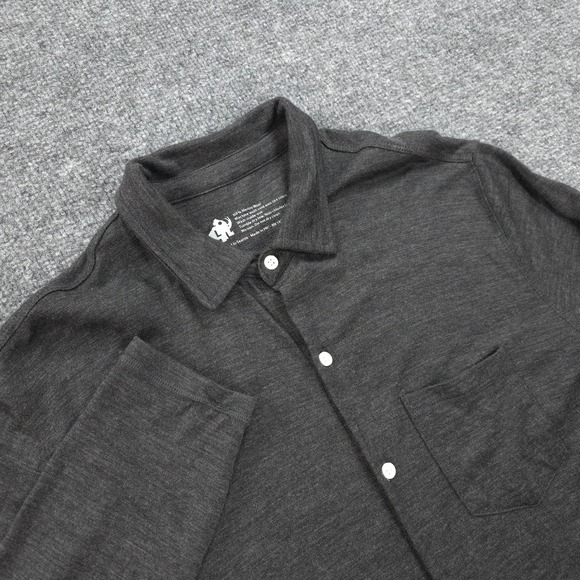 Woolly Other - Woolly Shirt Mens Large Gray Merino Wool Button Up Lightweight Travel Hike